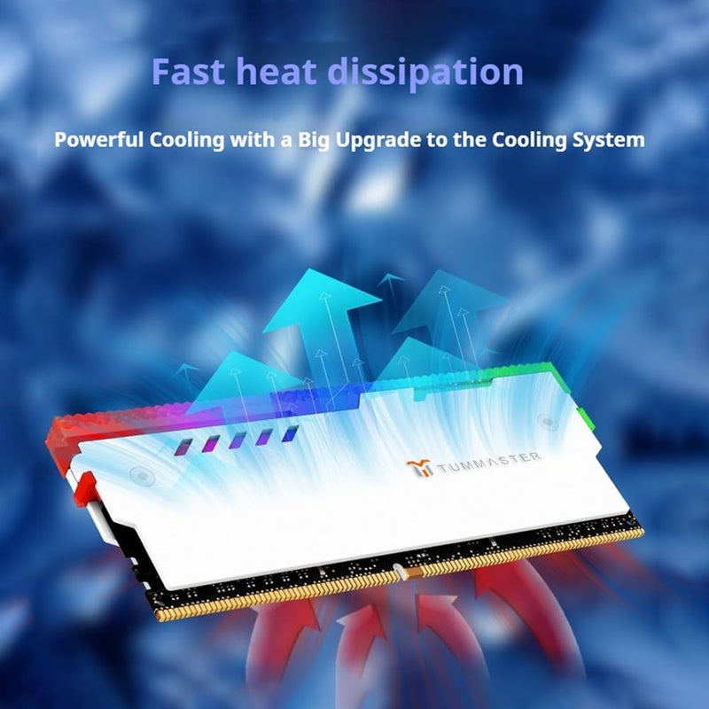 TUMMASTER 5V 3PIN RAM Heatsink Memory Cooler DDR for DIY PC Game MOD DDR3 DDR4 (Compatible with ASUS Aura Sync,GIGABYTE RGB Fusion and MSI Mystic Light Sync（Memory not Included） GY-06-White-2 Pack - Image 3